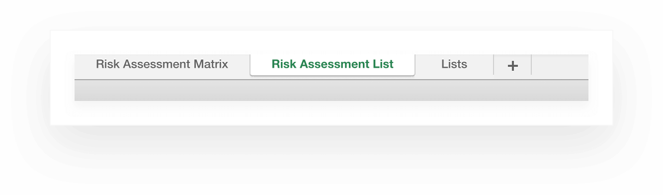 Risk Assessment List tab in the Excel template